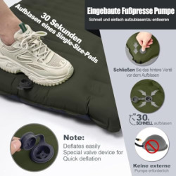 GGOV Isomatte Selbstaufblasend für Camping, 12 cm Höhe Bequeme Selbstaufblasende luftmatratze für Wandern, Ultraleicht Wasser