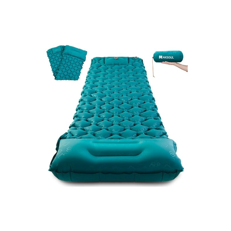 AKSOUL Isomatte Selbstaufblasend Luftmatratze für Camping: Ultraleicht Kompakte Aufblasbare Matratze - Tragbar Selbstaufblasb