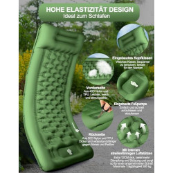 Realtopdo Isomatte Selbstaufblasend Camping, 12CM hoch Camping Isomatte Kleines Packmaß mit Fußpumpe und Kopfkissen, Wasserdi