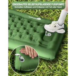 Realtopdo Isomatte Selbstaufblasend Camping, 12CM hoch Camping Isomatte Kleines Packmaß mit Fußpumpe und Kopfkissen, Wasserdi