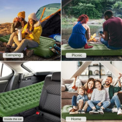 Jigerjs Isomatte Selbstaufblasend, Luftmatratze Camping mit Fußpresse Pumpe & Kissen, Outdoor Aufblasbar Isomatte Ultraleicht