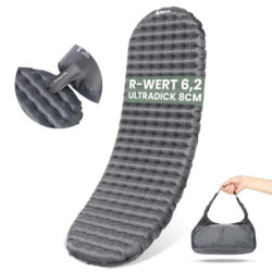 HIKENTURE 6,2 R-Wert Camping Isomatte Ultraleicht, 8 cm Dicke Aufblasbare Isomatte Camping Luftmatratze Kleines Packmaß für 4