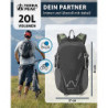Terra Peak Wanderrucksack 20L Damen Herren Active 20 grau klein - Outdoor-Rucksack wasserdicht - Rucksack zum Wandern und Cam