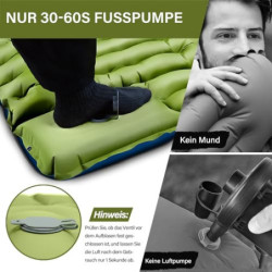 Yuzonc Camping Isomatte Selbstaufblasend, Verdicktes Luftmatratze Camping mit Fußpresse Pumpe & Kissen, Kleines Packmass Camp