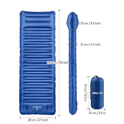 JEMULICE Isomatte Selbstaufblasend, 12CM Hoch Luftmatratze Camping Kleines Packmaß, Aufblasbare Matratze mit Fußpumpe, Selbst