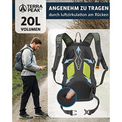 Terra Peak Wanderrucksack 20L Damen Herren Active 20 grau klein - Outdoor-Rucksack wasserdicht - Rucksack zum Wandern und Cam
