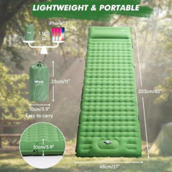 HiiPeak Isomatte Selbstaufblasend Ultraleicht für Outdoor Camping, luftmatratze selbstaufblasend kleines packmaß, aufblasbare