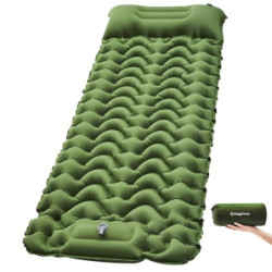 KingCamp Camping Isomatte Selbstaufblasend mit Fußpumpe, Luftmatratze 1 Personen mit integrierten Kopfkissen Outdoor Ultralei
