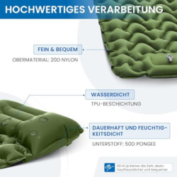 KingCamp Camping Isomatte Selbstaufblasend mit Fußpumpe, Luftmatratze 1 Personen mit integrierten Kopfkissen Outdoor Ultralei