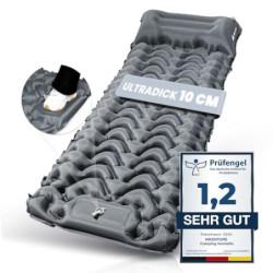 HIKENTURE Isomatte Selbstaufblasend, 10cm Camping Luftmatratze, Camping Isomatte Kleines Packmaß, Aufblasbare Schlafmatte mit