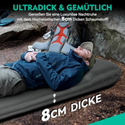 HIKENTURE Isomatte Selbstaufblasend, 8CM Dicke Camping Matratze aus Schaumstoff, Selbstaufblasbare Luftmatratze, Bequeme Schl
