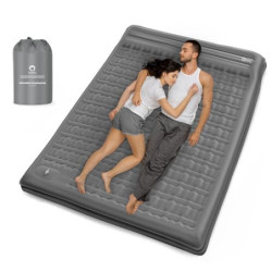 QPAU Camping Isomatte Selbstaufblasend mit Fuß Pumpe, 12CM Ultra-Dicke Verbesserte Unterstützung 2 Personen Aufblasbare Campi
