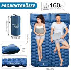 Cieex Isomatte Selbstaufblasend, Camping Isomatte für 2 Personen, Doppel Isomatte Ultraleicht, Wasserdicht Schlafmatte Campin