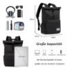 TAN.TOMI Rucksack Damen Herren, Rucksack Laptop Tasche 15,6 Zoll, Laptop Rucksack Damen Herren weit öffenbar, Rolltop Rucksac