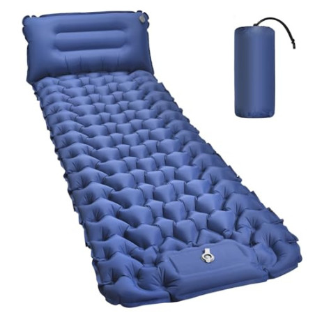 Amtake Isomatte Selbstaufblasend, 10CM Hoch Luftmatratze Camping Kleines Packmaß, Aufblasbare Isomatte Ultraleicht mit Fußpum