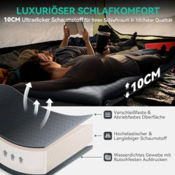 HIKENTURE Isomatte Selbstaufblasend, 10CM Dicke Camping Matratze aus Schaumstoff, Ultradicke Selbstaufblasbare Luftmatratze, 