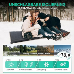 HIKENTURE Isomatte Selbstaufblasend, 10CM Dicke Camping Matratze aus Schaumstoff, Ultradicke Selbstaufblasbare Luftmatratze, 