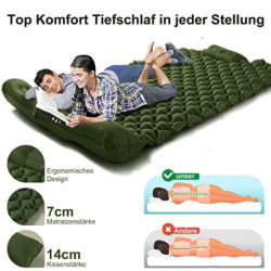STURME Isomatte Camping für 2 Personen, Selbstaufblasend Isomatte Outdoor mit Fußpumpe, Aufblasbare Luftmatratze Ultraleicht 