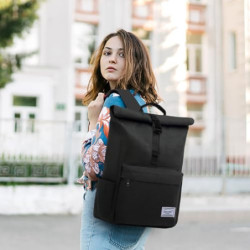 TAN.TOMI Rucksack Damen Herren, Rucksack Laptop Tasche 15,6 Zoll, Laptop Rucksack Damen Herren weit öffenbar, Rolltop Rucksac