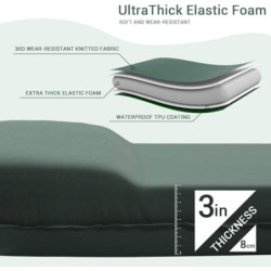 TATUNER Selbstaufblasende Campingmatratze aus Memory-Schaum – Matratze mit integriertem Kissen, 7,6 cm, extra dick, aufblasba