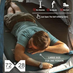 TATUNER Selbstaufblasende Campingmatratze aus Memory-Schaum – Matratze mit integriertem Kissen, 7,6 cm, extra dick, aufblasba