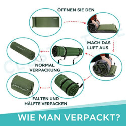 Clostnature Camping Selbstaufblasende Isomatte – 3,8/5/7,6 cm Dick Outdoor Selbstaufblasbare Schlafmatte mit Kleines Packmaß,
