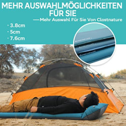 Clostnature Camping Selbstaufblasende Isomatte – 3,8/5/7,6 cm Dick Outdoor Selbstaufblasbare Schlafmatte mit Kleines Packmaß,