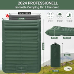 HAUSPROFI Isomatte 2 Personen, 194x137cm Verbesserte Isomatte Selbstaufblasend, Isomatte Outdoor, Isomatte Camping, Isomatte 