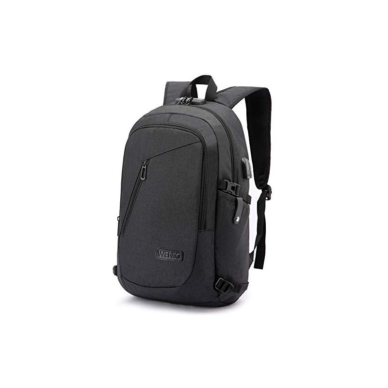 WENIG Laptop Rucksack Herren Anti-Diebstahl Laptoptasche 15.6 Zoll für Arbeit mit USB Ladeanschluss Business Reisen für Männe WENIG Laptop Rucksack Herren Anti-Diebstahl Laptoptasche 15.6 Zoll für Arbeit mit USB Ladeanschluss Business Reisen für Männe