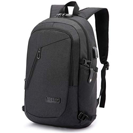 WENIG Laptop Rucksack Herren Anti-Diebstahl Laptoptasche 15.6 Zoll für Arbeit mit USB Ladeanschluss Business Reisen für Männe