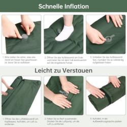 HAUSPROFI Isomatte 2 Personen, 194x137cm Verbesserte Isomatte Selbstaufblasend, Isomatte Outdoor, Isomatte Camping, Isomatte 