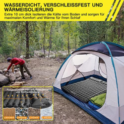 Doppel Isomatte Camping Isomatte für 2 Personen Ultraleicht Outdoor Schlafmatte mit Fußpresse Pumpe, Extra Dicke 10cm Aufblas