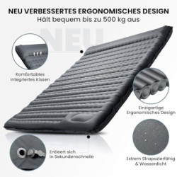 HIKENTURE Isomatte Selbstaufblasend, 12CM Doppel Isomatte Ultraleicht, Camping Isomatte für 2 Personen Aufblasbar, Schlafmatt