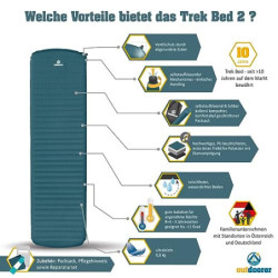 outdoorer Trek Bed 2 in Grün - Ultraleicht-Isomatte selbstaufblasend, 5 cm dick, kleines Mini-Packmaß, faltbar - ideale selbs