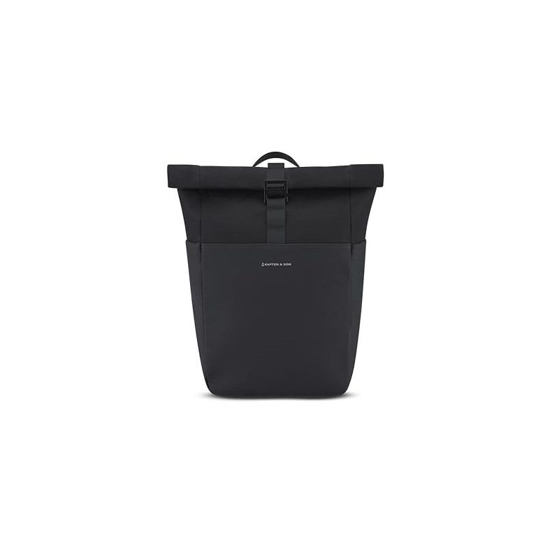 Kapten & Son Rucksack Lund Basic All Black 14-16 L | Rolltop Rucksack Damen & Herren Schwarz | Handgepäck Rucksack mit 14 L Kapten & Son Rucksack Lund Basic All Black 14-16 L | Rolltop Rucksack Damen & Herren Schwarz | Handgepäck Rucksack mit 14 L