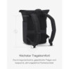 Kapten & Son Rucksack Lund Basic All Black 14-16 L | Rolltop Rucksack Damen & Herren Schwarz | Handgepäck Rucksack mit 14 L