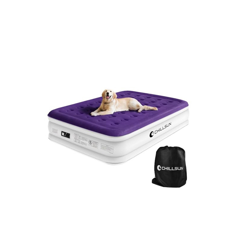 CHILLSUN 203x152x40cm Luftmatratze 2 Personen mit Elektrischer Pumpe, Luftbett Selbstaufblasend Aufblasbares Bett, Gästebett 