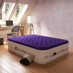 CHILLSUN 203x152x40cm Luftmatratze 2 Personen mit Elektrischer Pumpe, Luftbett Selbstaufblasend Aufblasbares Bett, Gästebett 