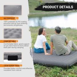 KingCamp Isomatte Camping, Isomatte 2 Personen, Luftmatratze Camping Doppelt, 15 cm Dick, Winter Aufblasbar luftmatratze Klei