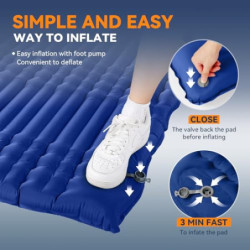 Relefree Isomatte Outdoor 2 Personen 140x200 cm Ultra-Größen Aufblasbare mit Fußpresse - Doppel Luftmatratze Verbesserte Camp