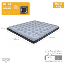 High Peak Unisex King Comfort Plus Luftbett, mit integrierte Fußpumpe und Anti-Rutsch Funktion, atmungsaktiv, robust, Obersei