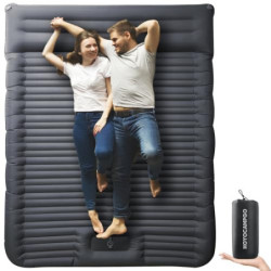 Doppel Isomatte 2 Personen Luftmatratze Selbstaufblasend Extra Dicke 12cm Outdoor Schlafmatte mit Kissen Fußpresse Pumpe, Ult