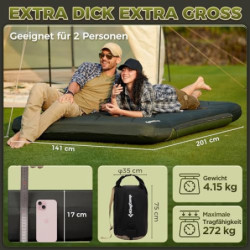 KingCamp Camping Isomatte Aufblasbare Schlafmatte 2 Personen Camping Matratze 17cm Dick Luftmatratze Camping mit Abdeckung fü