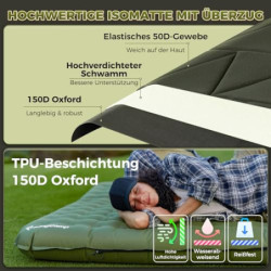 KingCamp Camping Isomatte Aufblasbare Schlafmatte 2 Personen Camping Matratze 17cm Dick Luftmatratze Camping mit Abdeckung fü