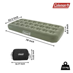 Coleman Luftbett Comfort Bed Single, Indoor/Outdoor Luftmatratze 1 Person, Velours Gästebett, Komfort Einzelbett, Campingbett