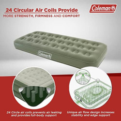 Coleman Luftbett Comfort Bed Single, Indoor/Outdoor Luftmatratze 1 Person, Velours Gästebett, Komfort Einzelbett, Campingbett