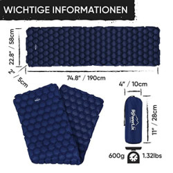 POWERLIX Camping Outdoor Luftmatratze - Ultraleichte Aufblasbare Isomatte, kompakte und leichte für Outdoor, Camping,Rucksack