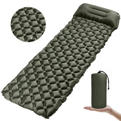 Karvipark Camping Isomatte mit Kopfkissen, Ultraleichte Luftmatratze Camping Kleines Packmaß, Schlafmatte Wasserdicht für Cam