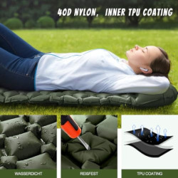 Karvipark Camping Isomatte mit Kopfkissen, Ultraleichte Luftmatratze Camping Kleines Packmaß, Schlafmatte Wasserdicht für Cam