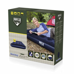 Pavillo Bestway 74" x 39" x 11"/1.88m x 99cm x 28cm Airbed Twin Built-in Foot Pump, Blau